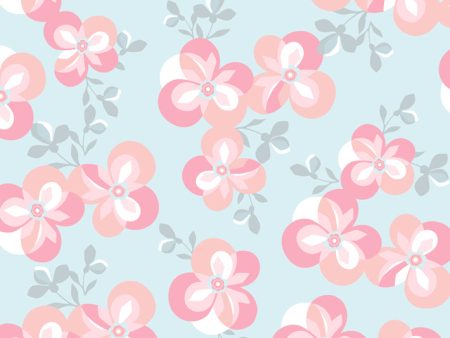 Graphic Flower  Wallpaper by Tea Collection - Pale Blue Fashion