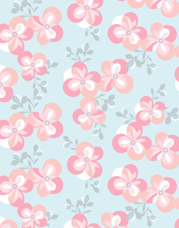 Graphic Flower  Wallpaper by Tea Collection - Pale Blue Fashion