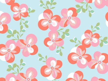 Graphic Flower  Wallpaper by Tea Collection - Coral on Sale