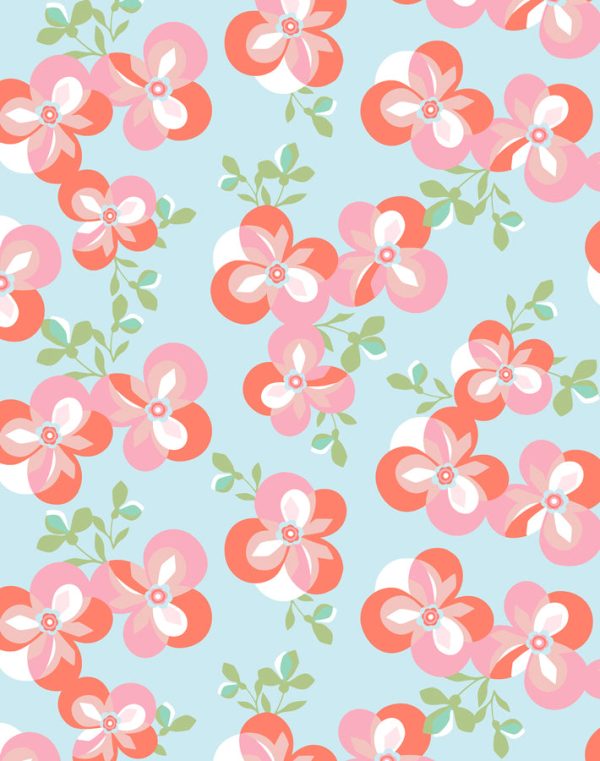 Graphic Flower  Wallpaper by Tea Collection - Coral on Sale