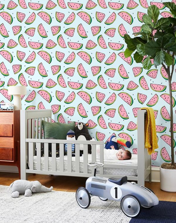 Watermelon  Wallpaper by Tea Collection - Pale Blue Online