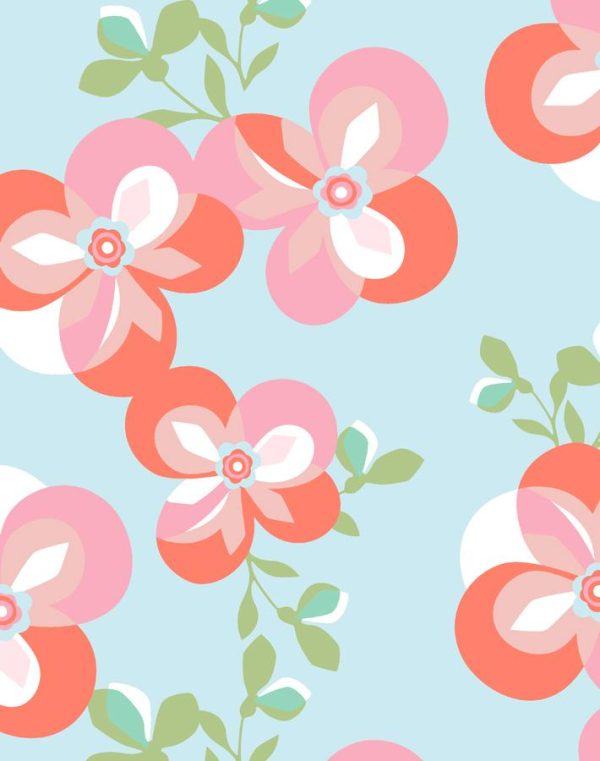 Graphic Flower  Wallpaper by Tea Collection - Coral on Sale