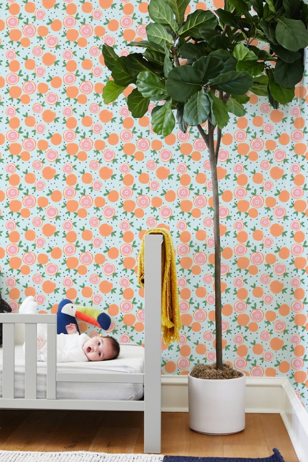 Grapefruit  Wallpaper by Tea Collection - Pale Blue Online