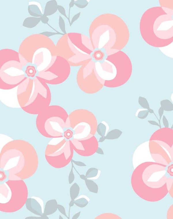 Graphic Flower  Wallpaper by Tea Collection - Pale Blue Fashion