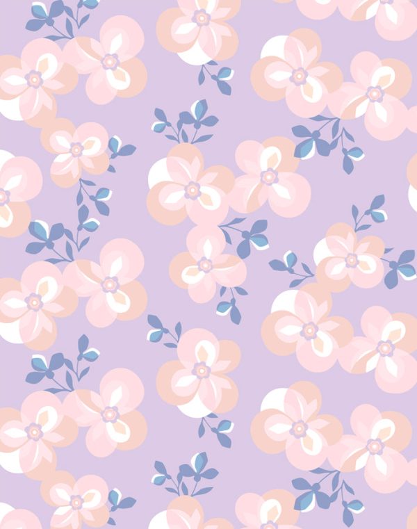 Graphic Flower  Wallpaper by Tea Collection - Lilac Sale