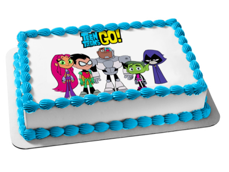 Teen Titans Go! Robin Starfire Cyborg Raven and Beast Boy Edible Cake Topper Image ABPID04560 Fashion