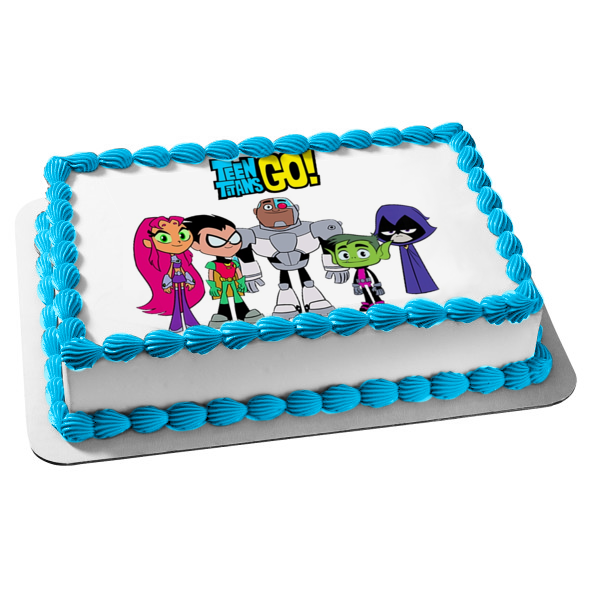 Teen Titans Go! Robin Starfire Cyborg Raven and Beast Boy Edible Cake Topper Image ABPID04560 Fashion