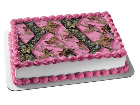 Mossy Oak Break-Up Pink Camo Edible Cake Topper Image ABPID04505 For Sale