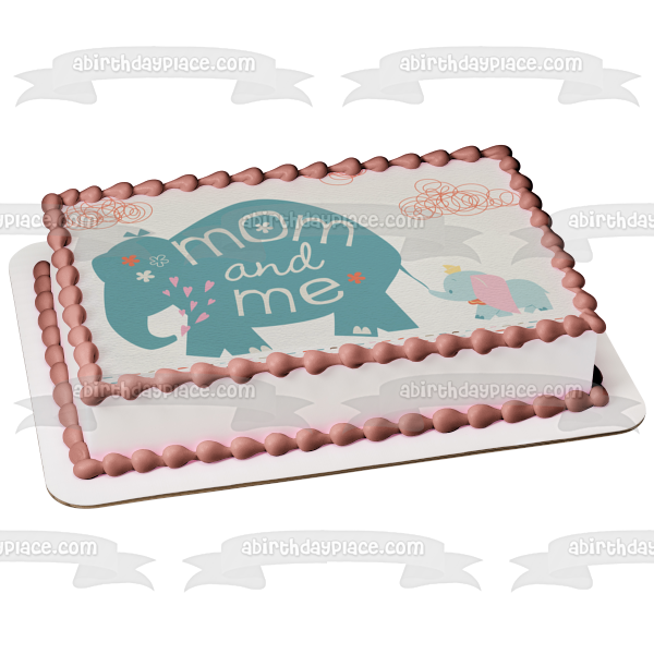 Baby Shower Elephant Mom and Me Edible Cake Topper Image ABPID04503 Online now