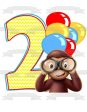 Curious George 2nd Birthday Number 2 Binoculars Baloons Edible Cake Topper Image ABPID04539 Online now