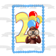 Curious George 2nd Birthday Number 2 Binoculars Baloons Edible Cake Topper Image ABPID04539 Online now