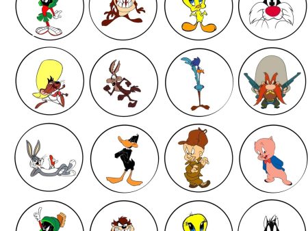 Loony Tunes  Bugs Bunny Tweety Sylvester Porky Pig and Marvin the Martian Edible Cupcake Topper Images ABPID04495 on Sale