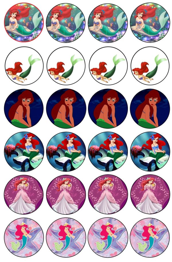 The Little Mermaid Ariel Edible Cupcake Topper Images ABPID04537 on Sale