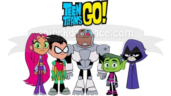 Teen Titans Go! Robin Starfire Cyborg Raven and Beast Boy Edible Cake Topper Image ABPID04560 Fashion