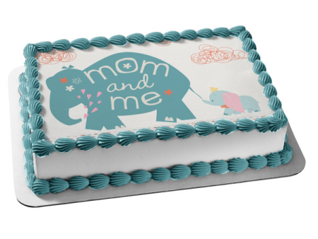 Baby Shower Elephant Mom and Me Edible Cake Topper Image ABPID04503 Online now