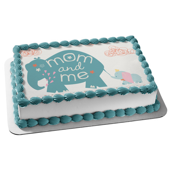 Baby Shower Elephant Mom and Me Edible Cake Topper Image ABPID04503 Online now