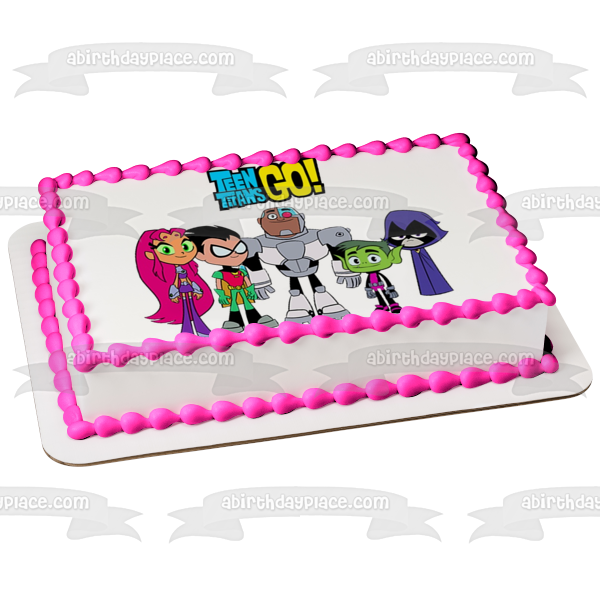 Teen Titans Go! Robin Starfire Cyborg Raven and Beast Boy Edible Cake Topper Image ABPID04560 Fashion