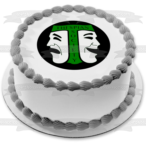 International Thespian Society Green Drama Edible Cake Topper Image ABPID04483 For Cheap