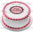 Happy Birthday Vertical Stripes French Boutique Edible Cake Topper Image ABPID04559 Cheap