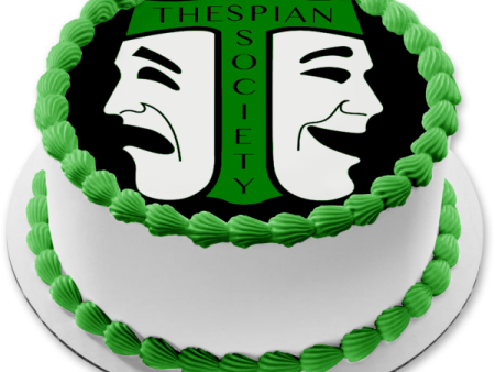 International Thespian Society Green Drama Edible Cake Topper Image ABPID04483 For Cheap