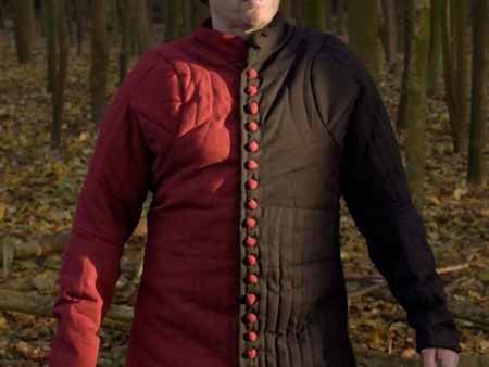 1280001200 Gambeson con botones, Jupon, rojo y negro Sale