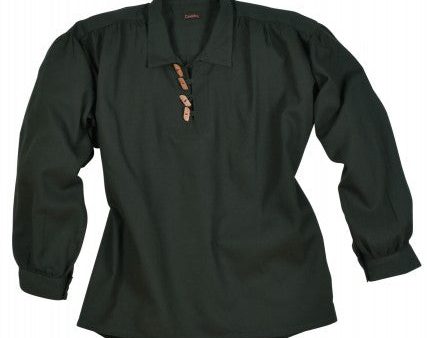 1280003160 Camisa medieval con botones de madera, verde oscuro For Cheap