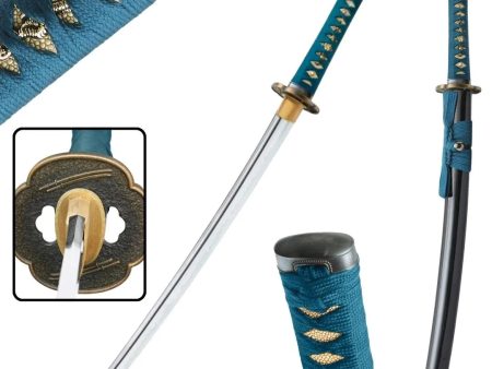 Shikoto Espada Wakizashi Master Teal verde azulado forjada con martillo UC3238 Fashion