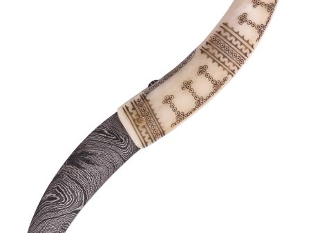 Cuchillo Vikingo Plegable de Acero Damasco, Mango de Hueso 0364002462 Discount